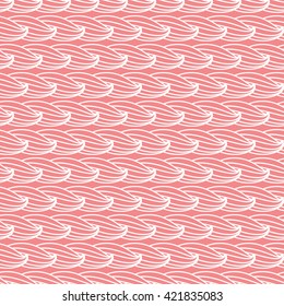 Abstract seamless texture, seamless pattern with hairstyle or graphic stylized waves. White ornamental vector with pink background.