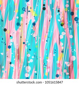 Abstract seamless texture. Pink, blue, orange colors. Wavy stripes, circles and lines. Vector background for web page, banners backdrop, fabric, home decor, wrapping
