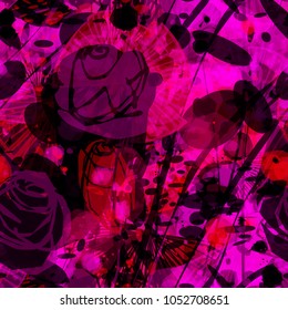 Abstract seamless texture. Ruby pattern with stylized flowers. Vector background for web page, banners backdrop, fabric, home decor, wrapping, girls design.