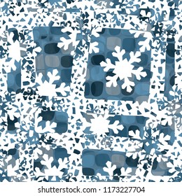 Abstract seamless texture with shades of ice. In the foreground there are frosty patterns.