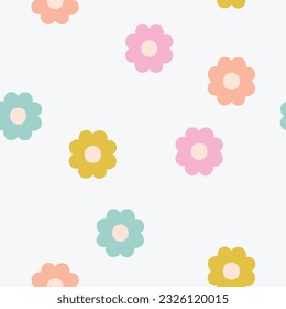 Resumen textura sin fisuras con flores simples. Patrón vectorial floral minimalista creativo. Bonito fondo floral de estilo retro. 