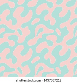 Abstract seamless texture of smooth rounded curving forms of powder-pink and dusty green-blue colors