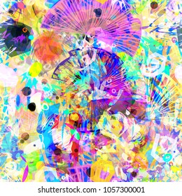 Abstract seamless texture. Stylized floral elements. Rainbow pattern. Vector background for web page, banners backdrop, fabric, home decor, wrapping