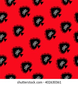 Abstract seamless texture with vintage pick on the red background