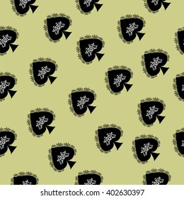 Abstract seamless texture with vintage pick on the yellow background