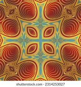 Abstract seamless textured background in beautiful red blue yellow gold stripes