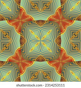 Abstract seamless textured background in beautiful red blue yellow gold stripes
