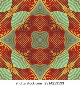 Abstract seamless textured background in beautiful red blue yellow gold stripes