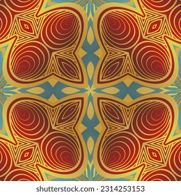 Abstract seamless textured background in beautiful red blue yellow gold stripes