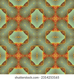 Abstract seamless textured background in beautiful red blue yellow gold stripes