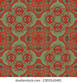 Abstract seamless textured background in green and red colors