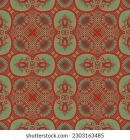 Resumen de fondo textil sin fisuras en colores verde y rojo