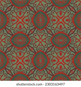 Resumen de fondo textil sin fisuras en colores verde y rojo
