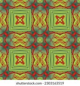 Abstract seamless textured background in green and red colors