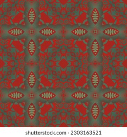 Abstract seamless textured background in green and red colors