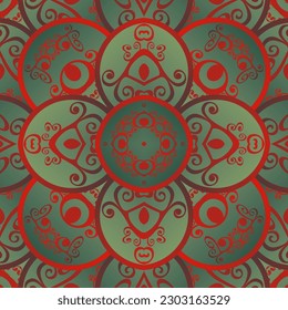 Abstract seamless textured background in green and red colors