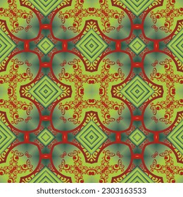 Resumen de fondo textil sin fisuras en colores verde y rojo