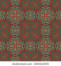 Abstract seamless textured background in green and red colors