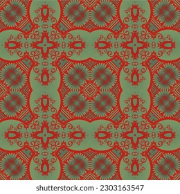 Abstract seamless textured background in green and red colors