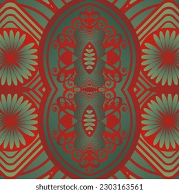 Resumen de fondo textil sin fisuras en colores verde y rojo