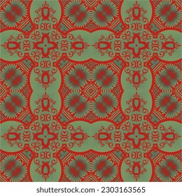 Abstract seamless textured background in green and red colors