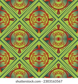 Resumen de fondo textil sin fisuras en colores verde y rojo