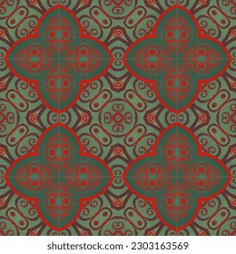 Resumen de fondo textil sin fisuras en colores verde y rojo