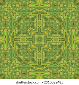Abstract seamless textured background in green colors and yellow lines