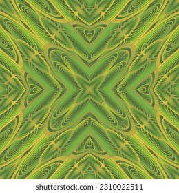 Abstract seamless textured background in green colors and yellow lines