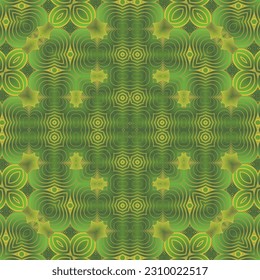 Abstract seamless textured background in green colors and yellow lines