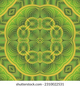 Abstract seamless textured background in green colors and yellow lines