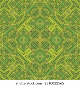 Abstract seamless textured background in green colors and yellow lines