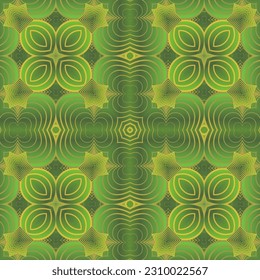 Abstract seamless textured background in green colors and yellow lines
