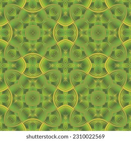 Abstract seamless textured background in green colors and yellow lines