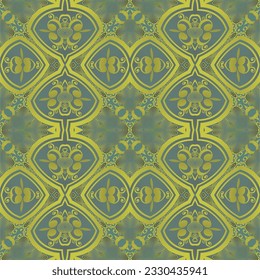 Resumen de fondo textil sin fisuras en colores verde y amarillo
