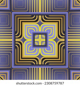 Abstract seamless textured background in purplish-blue colors and yellow lines