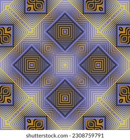 Abstract seamless textured background in purplish-blue colors and yellow lines
