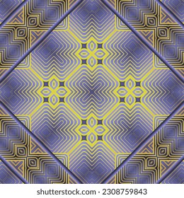 Abstract seamless textured background in purplish-blue colors and yellow lines