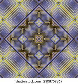 Abstract seamless textured background in purplish-blue colors and yellow lines