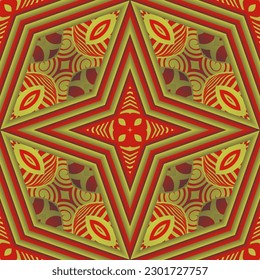 Abstract seamless textured background in red with gold stripes