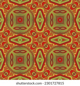 Abstract seamless textured background in red with gold stripes