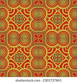 Abstract seamless textured background in red with gold stripes