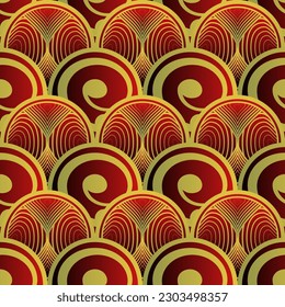Abstract seamless textured background in red with yellow lines