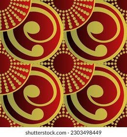 Abstract seamless textured background in red with yellow lines