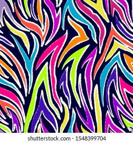 Abstract seamless tiger skin pattern. Colorful animal repeated print for fashion textile, clothes, wrapping paper. 