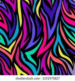 Abstract seamless tiger skin pattern. Colorful animal leather repeated print for fashion textile, clothes, wrapping paper. 