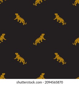 Abstract Seamless Tigers Animal Pattern Illustration, Boho Ethnic Background, Luxurious Vector Illustration.
