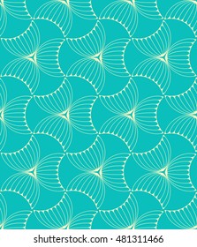 abstract seamless tile with jellyfish like flowers pattern in blue shades