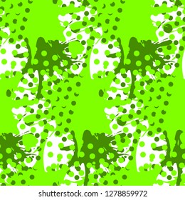 Abstract seamless tile pattern with fluid forms in modern ufo green color.