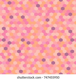 Abstract seamless tile pixel art vector pattern in pink. Mosaic seamless colorful bright vector background. Graphic style for wallpaper, wrapping, fabric, background, apparel, prints, banners